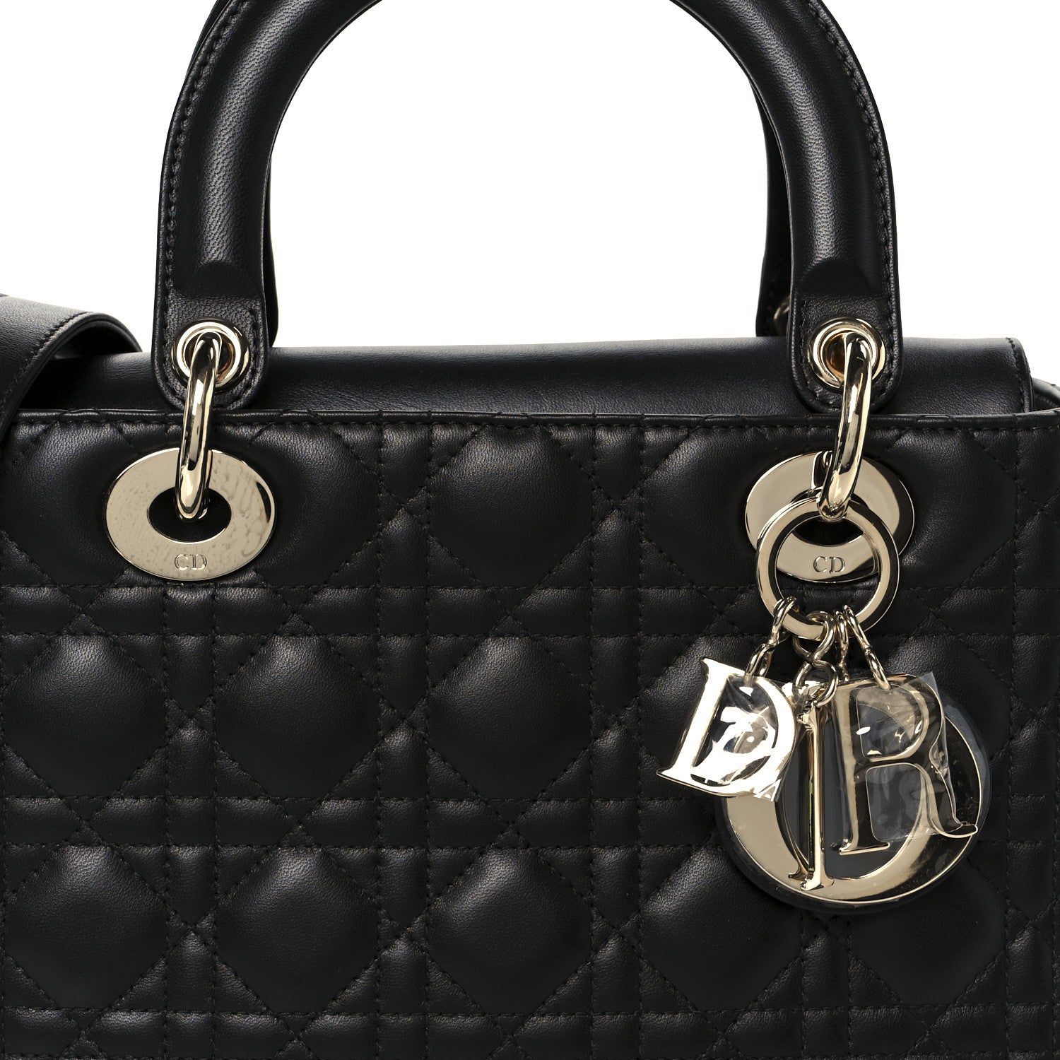 Christian Dior Lambskin Cannage Medium Lady Dior Black