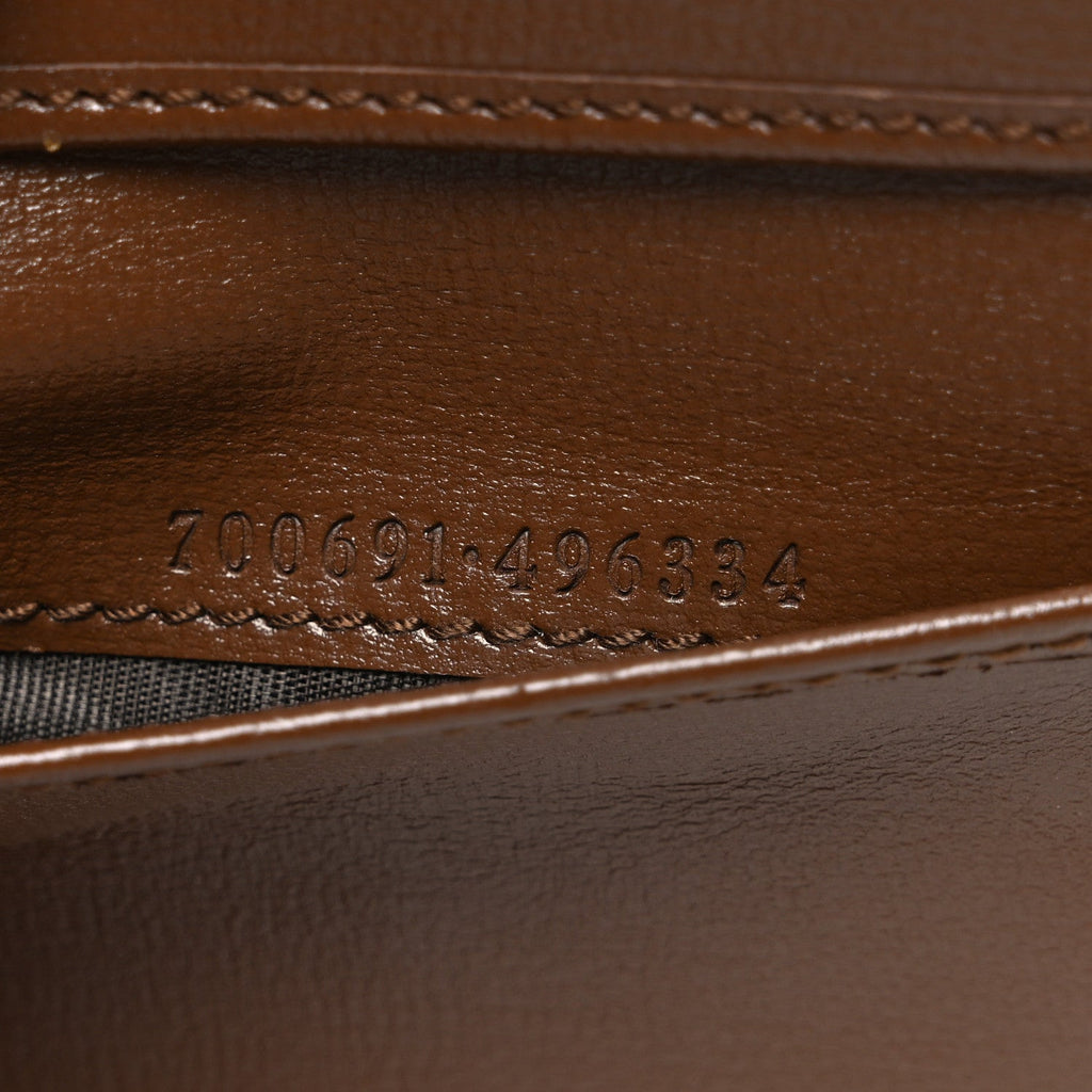 Gucci GG Supreme Monogram Azalea Calfskin Retro Interlocking G Compact Wallet Beige Ebony Brown Sugar