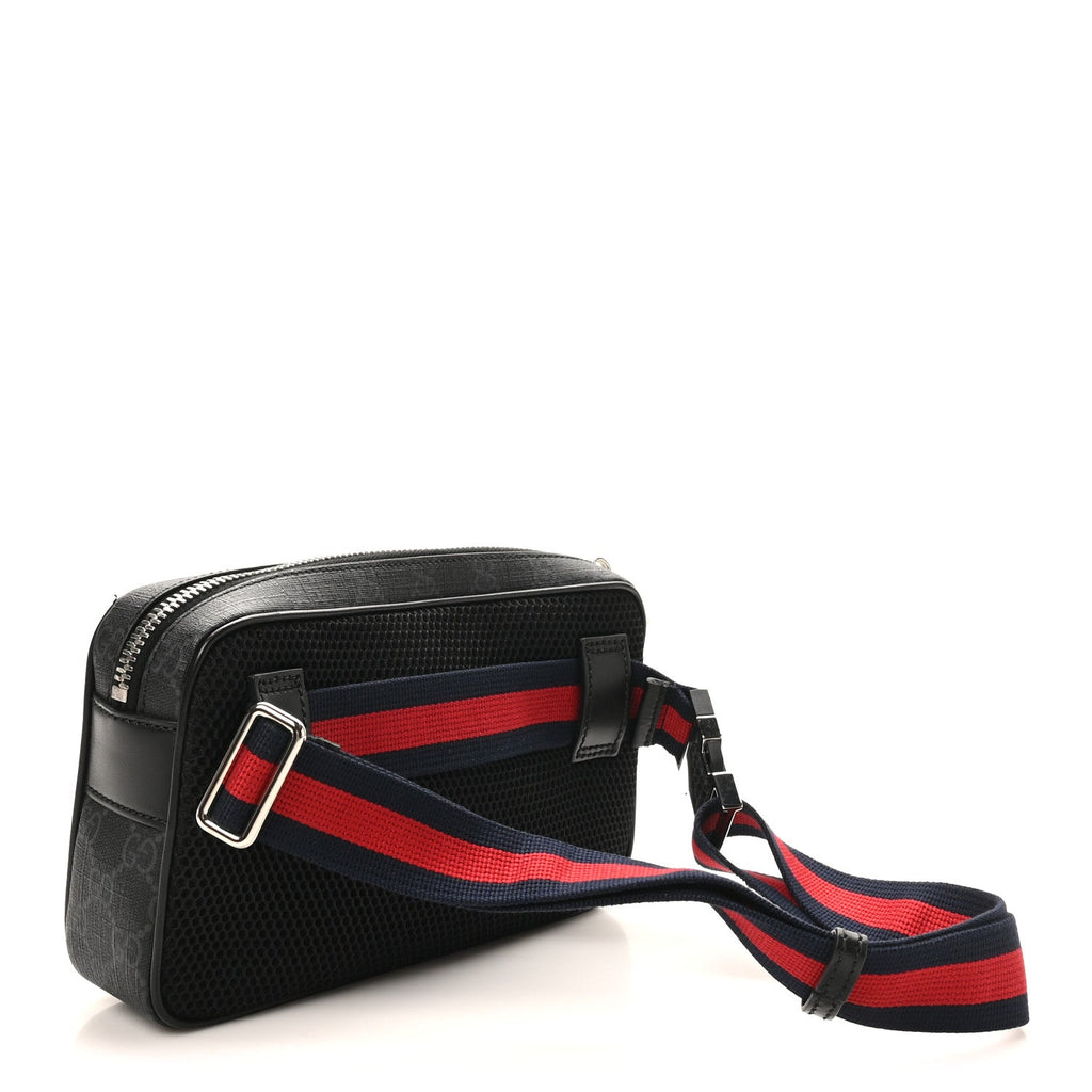 Gucci Soft GG Supreme Monogram Web Belt Bag Black Grey