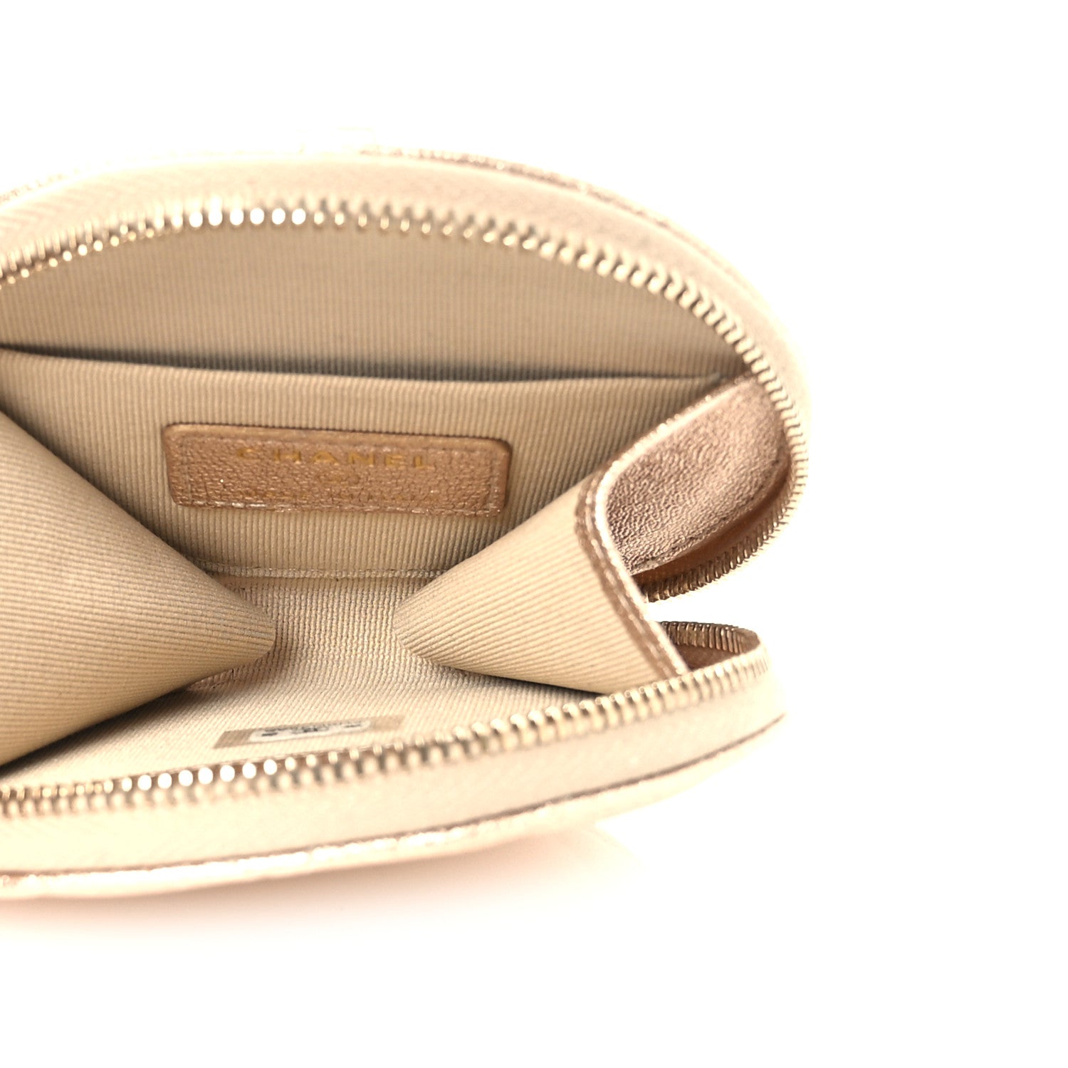 Metallic Lambskin Quilted Round Clip On Coin Purse Airpods Case Gold