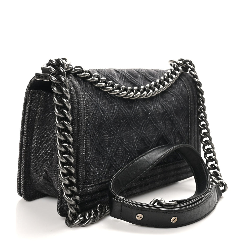 Chanel Denim Quilted Medium Boy Flap Black