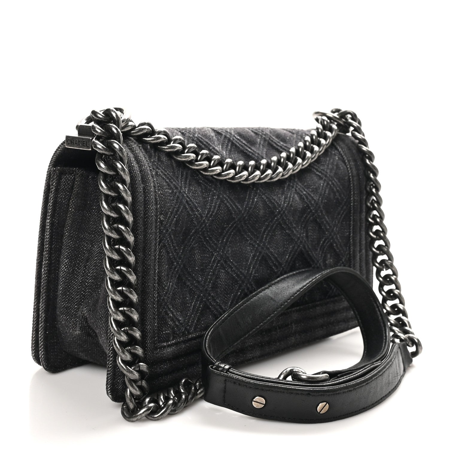 Chanel Denim Quilted Medium Boy Flap Black