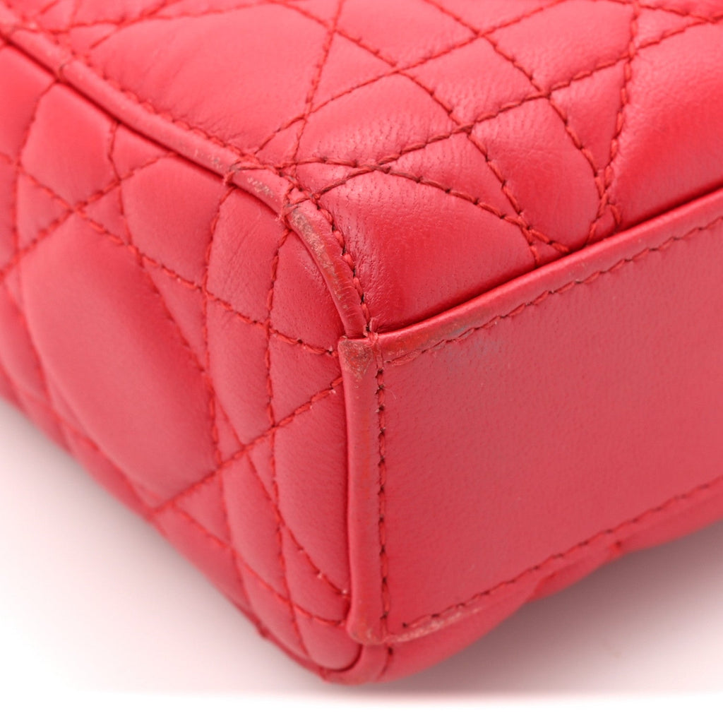 Christian Dior Lambskin Cannage Medium Lady D-Joy Red