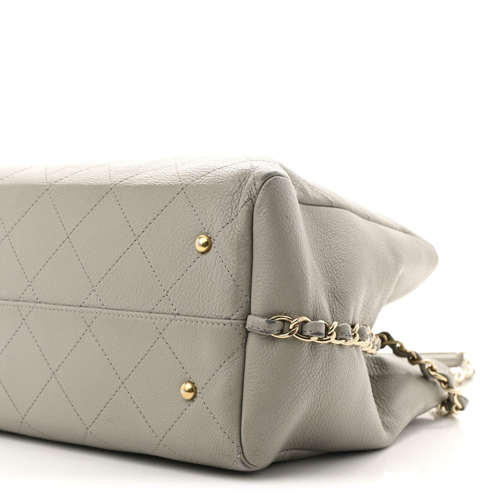 Chanel Bullskin Stitched Large Shopping Bag Grey