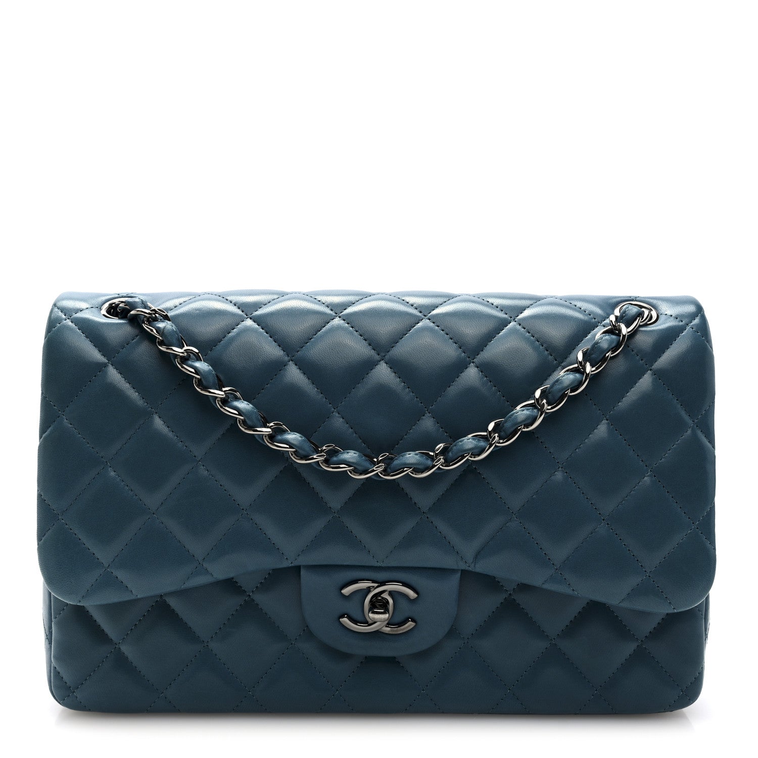 Chanel Lambskin Quilted Jumbo Double Flap Turquoise
