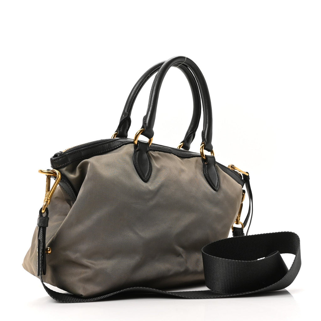 Prada Tessuto Nylon Soft Calf Shopping Tote Ardesia