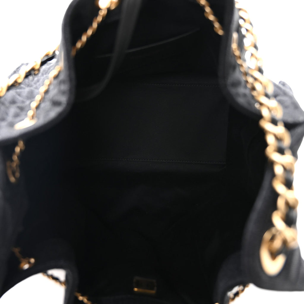 Chanel Washed Denim Quilted Medium Chanel 25 Handbag Black
