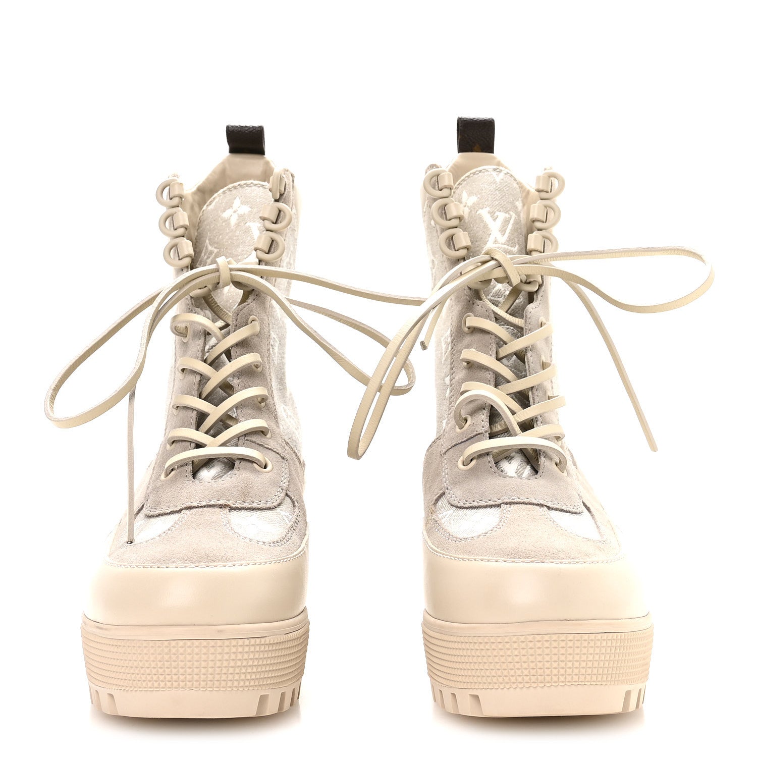 Louis Vuitton Suede Calfskin Laureate Platform Desert Boots 41 Beige