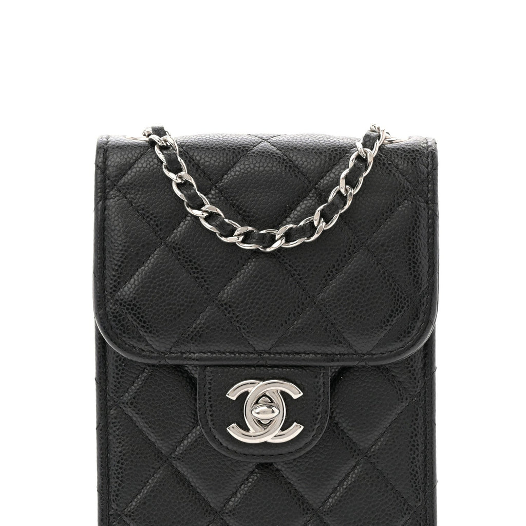 Chanel Caviar Quilted Classic Phone Holder Black