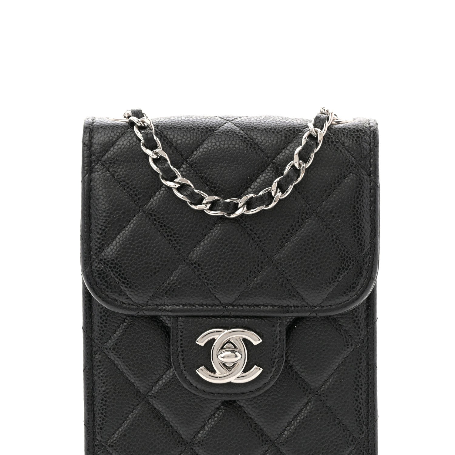 Chanel Caviar Quilted Classic Phone Holder Black