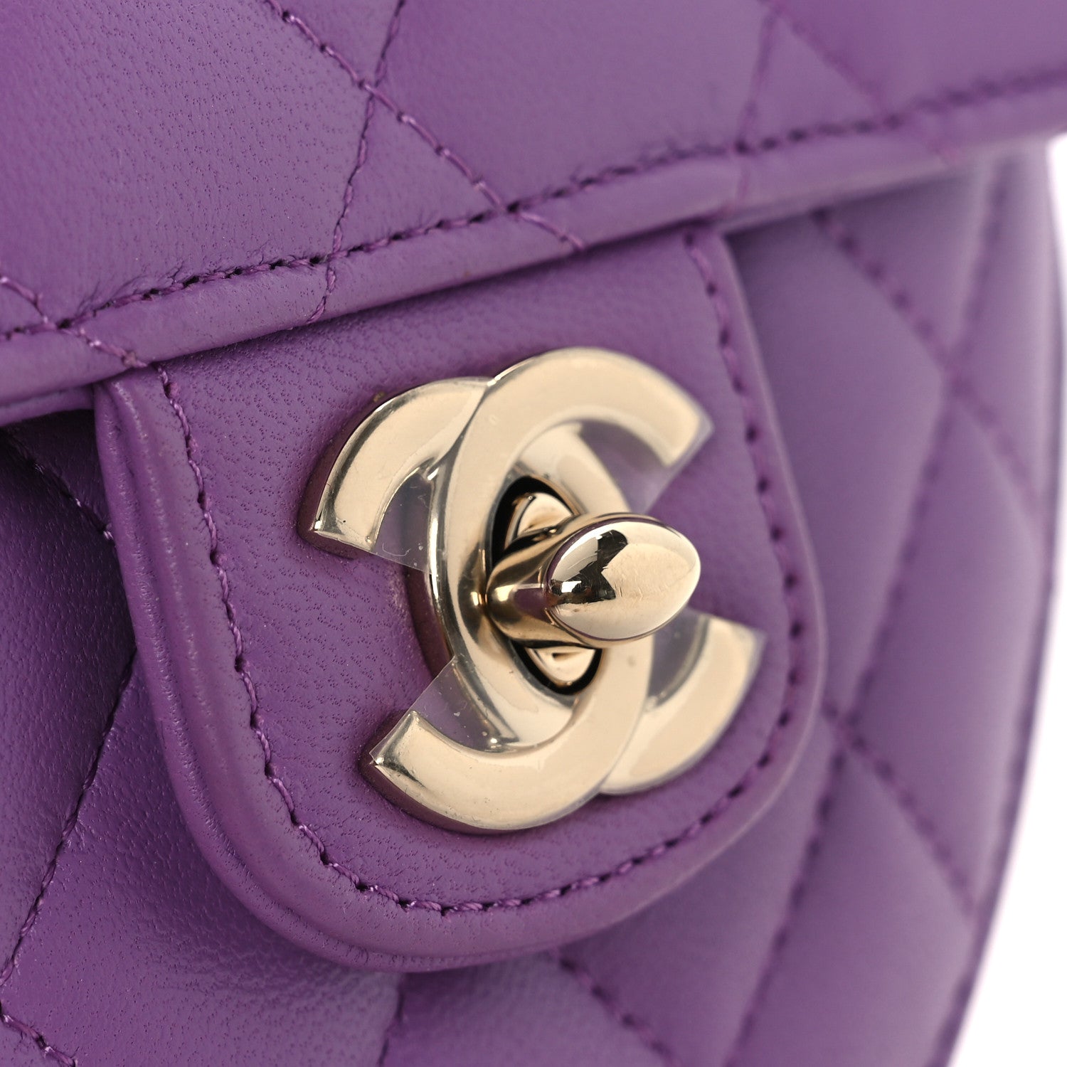 Chanel Lambskin Quilted CC In Love Heart Clutch With Chain Purple