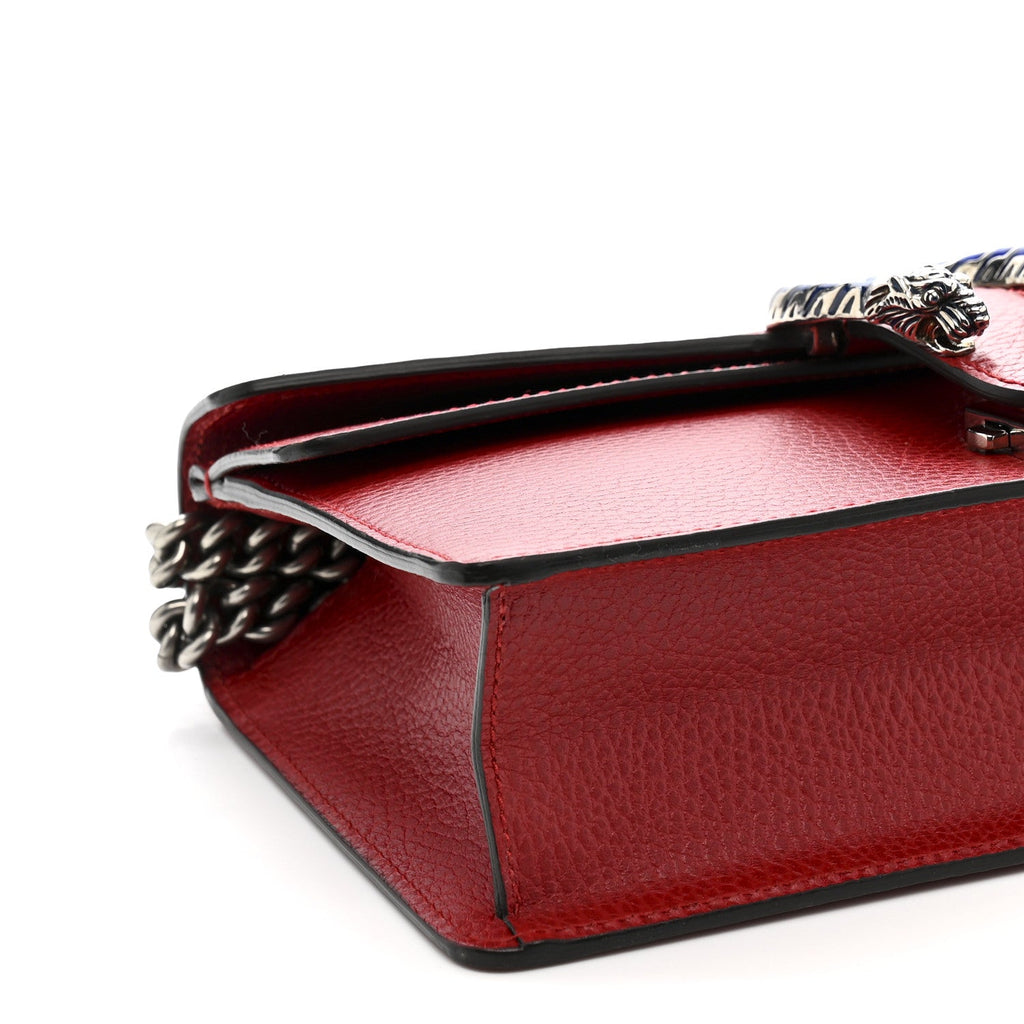 Gucci Dollar Calfskin Enamel Dionysus Shoulder Bag Hibiscus Red Electric Blue