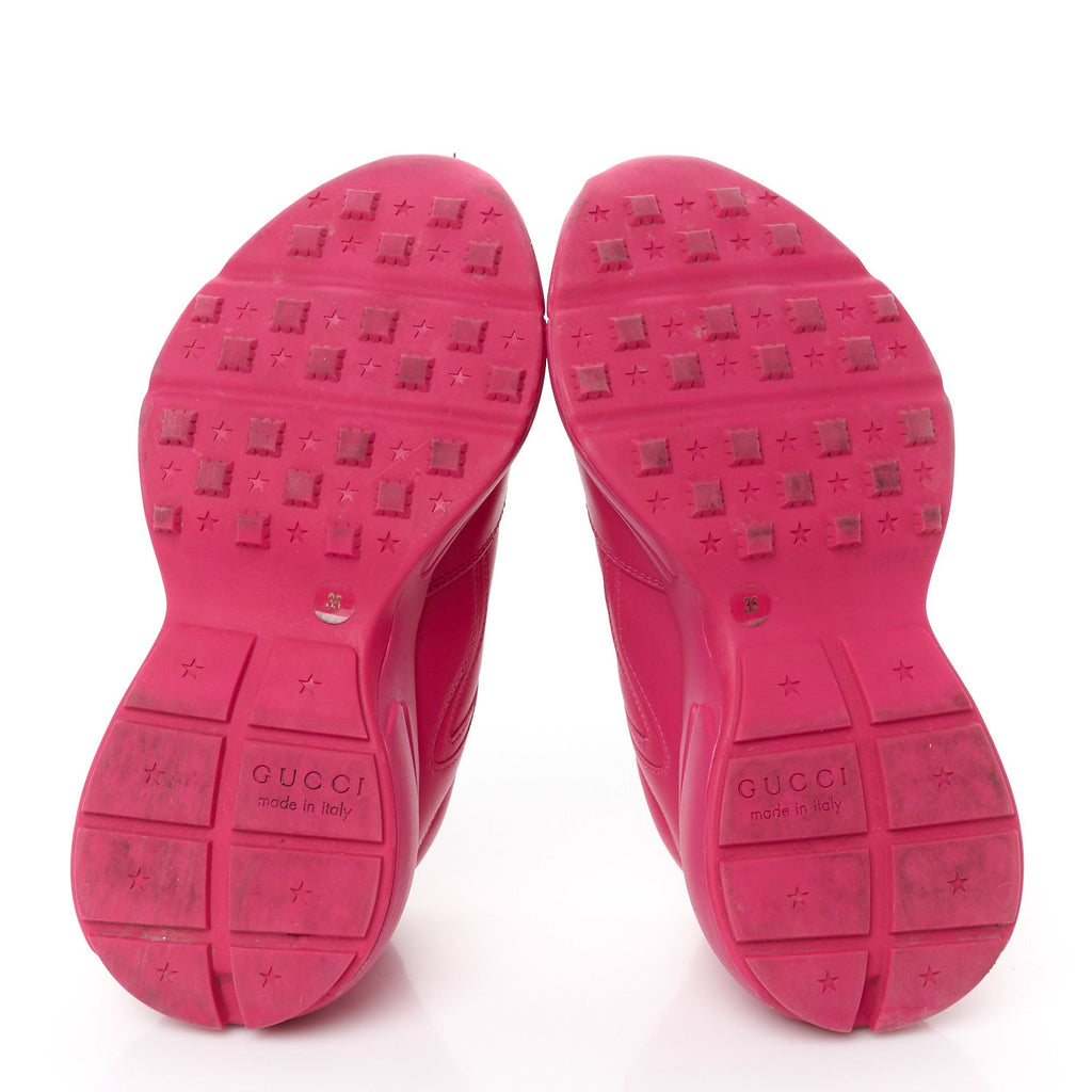 Gucci Calfskin Logo Womens Rhyton Sneakers 35 Box Pink