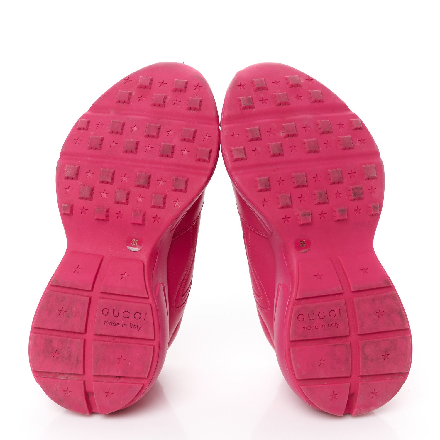 Gucci Calfskin Logo Womens Rhyton Sneakers 35 Box Pink