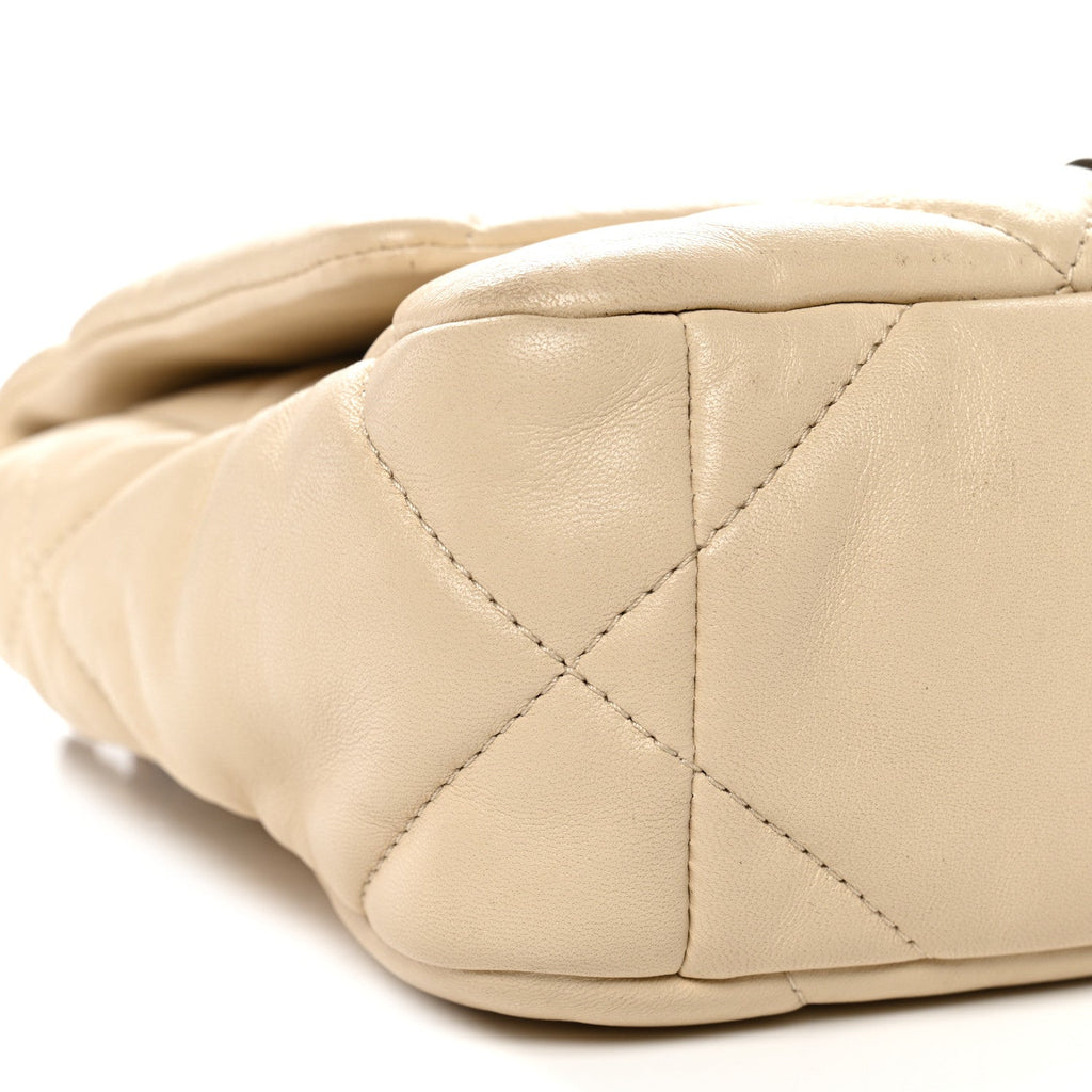Chanel Lambskin Quilted Medium Chanel 19 Flap Light Beige