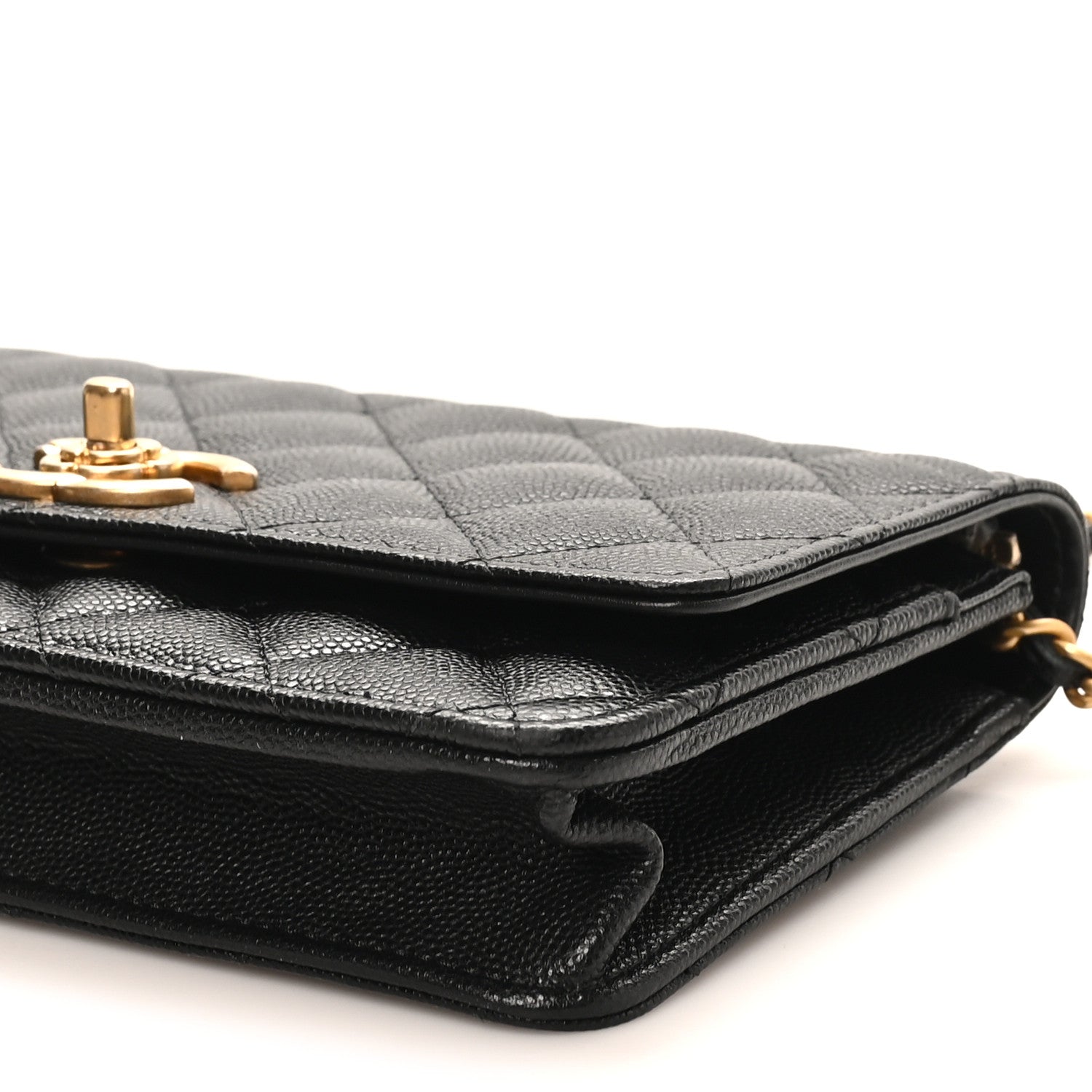 Chanel Caviar Quilted Camellia Wallet On Chain WOC Black