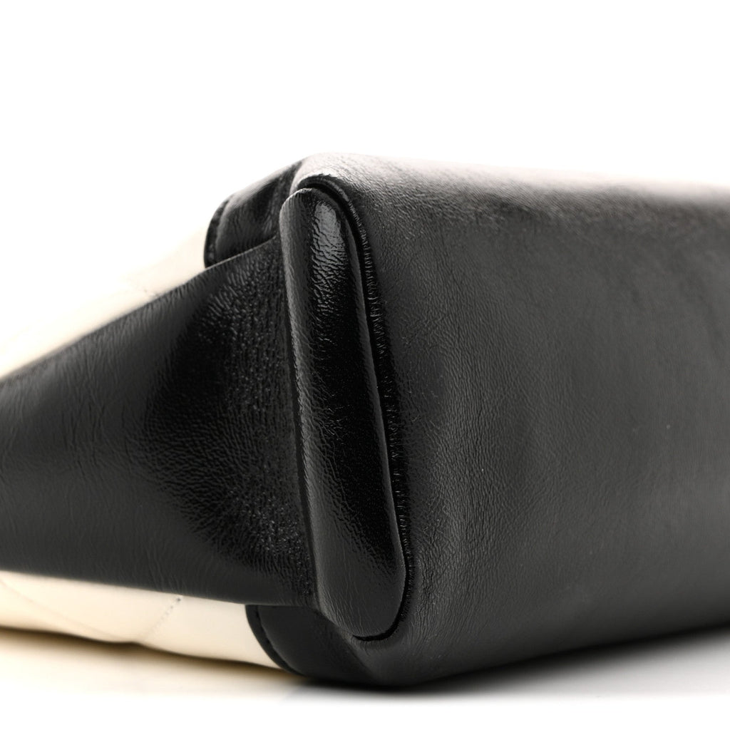 Chanel Patent Calfskin Quilted Mini 31 Shopping Bag White Black