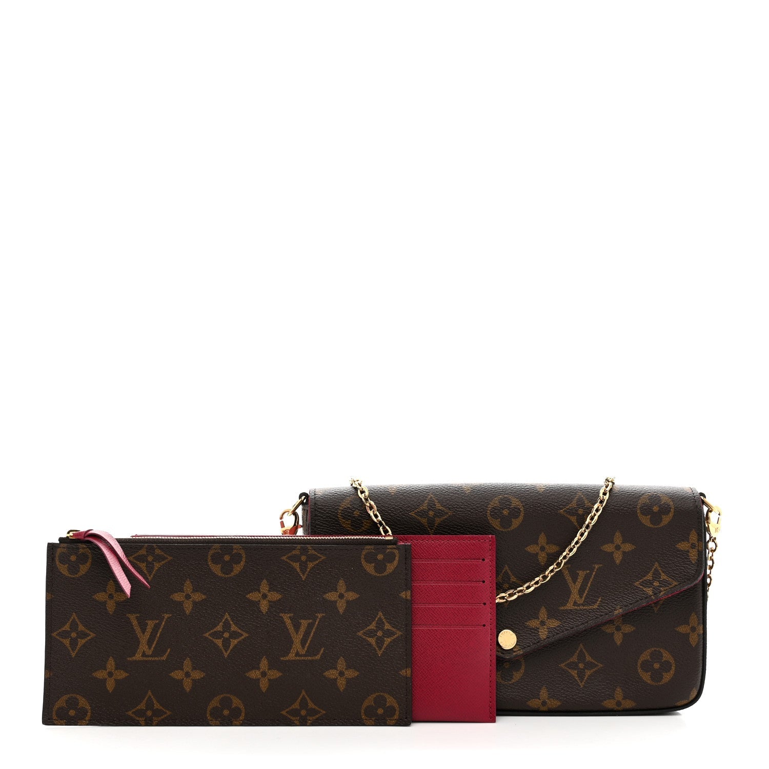 Louis Vuitton Monogram Pochette Felicie Chain Wallet Fuchsia