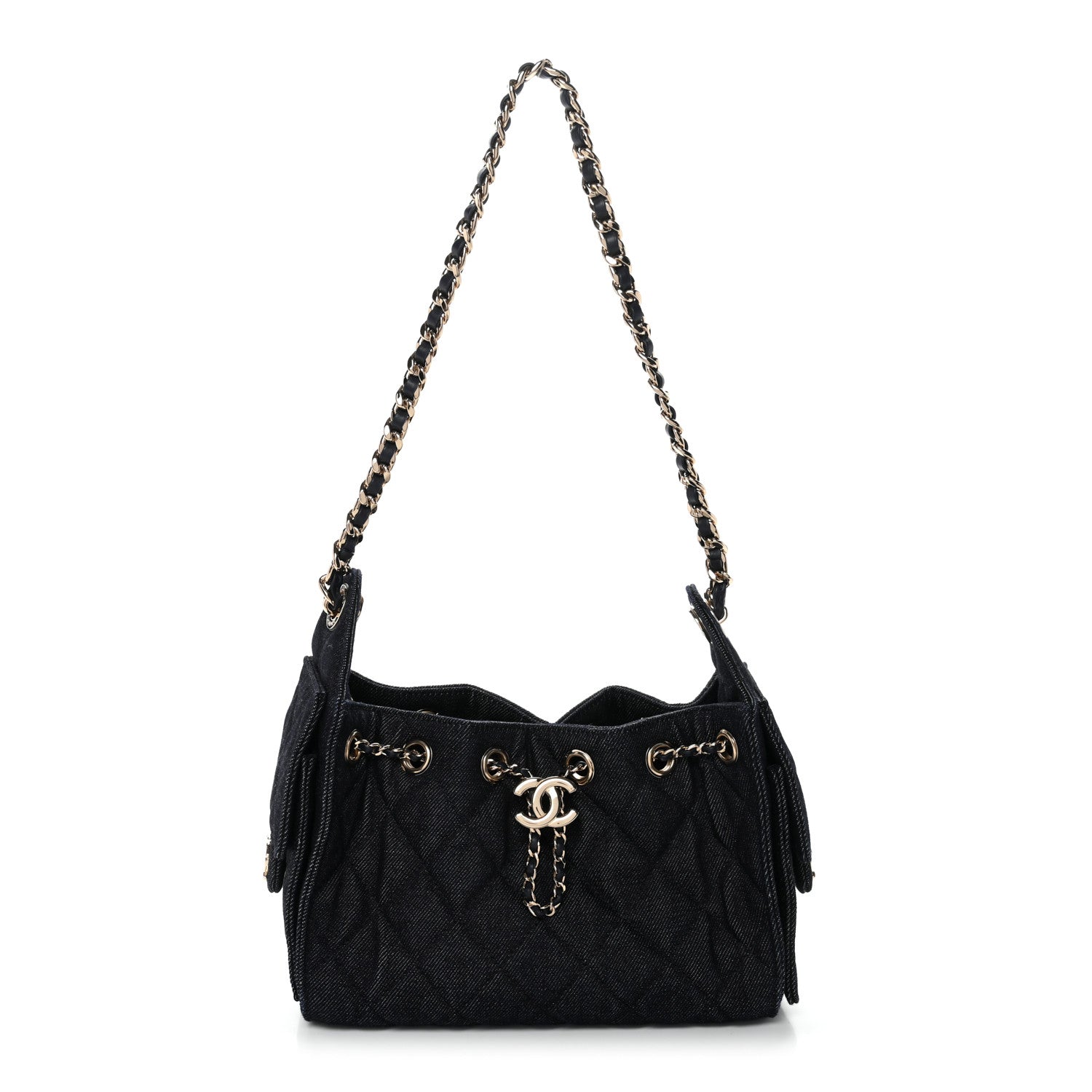 Chanel Denim Quilted Mini Chanel 25 Handbag Dark Blue