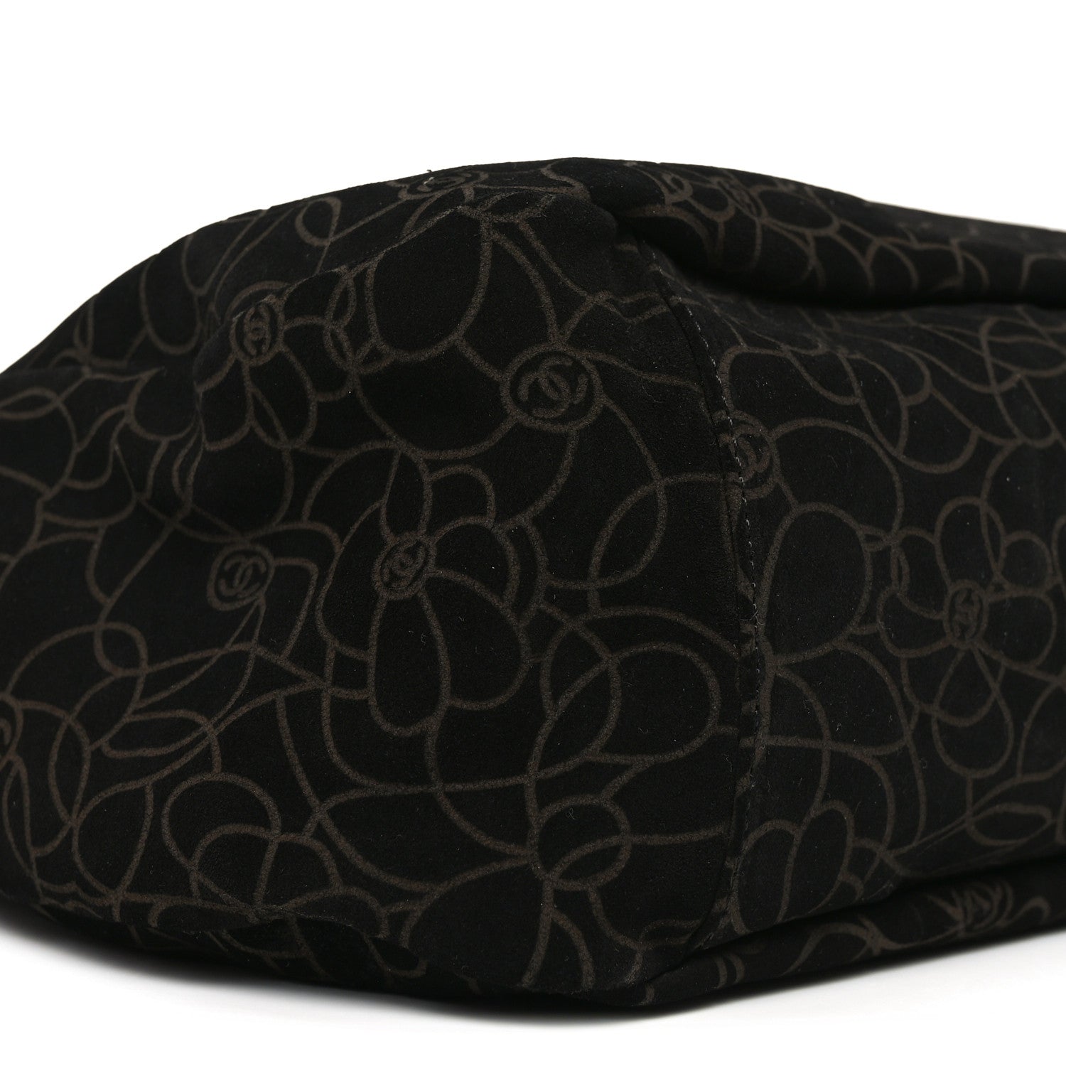 Chanel Suede Camellia Hobo Bag Black