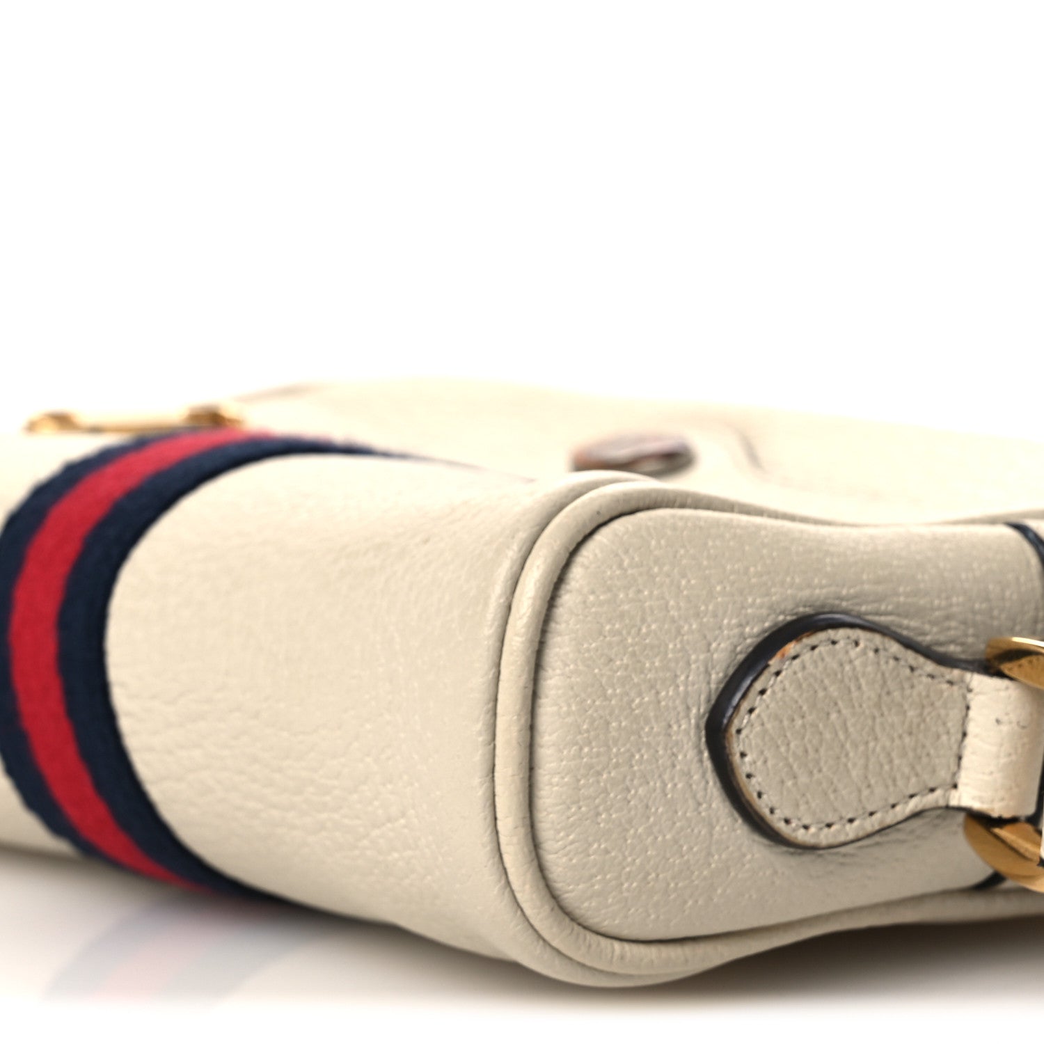 Gucci Textured Dollar Calfskin Web Mini Ophidia Shoulder Bag Mystic White