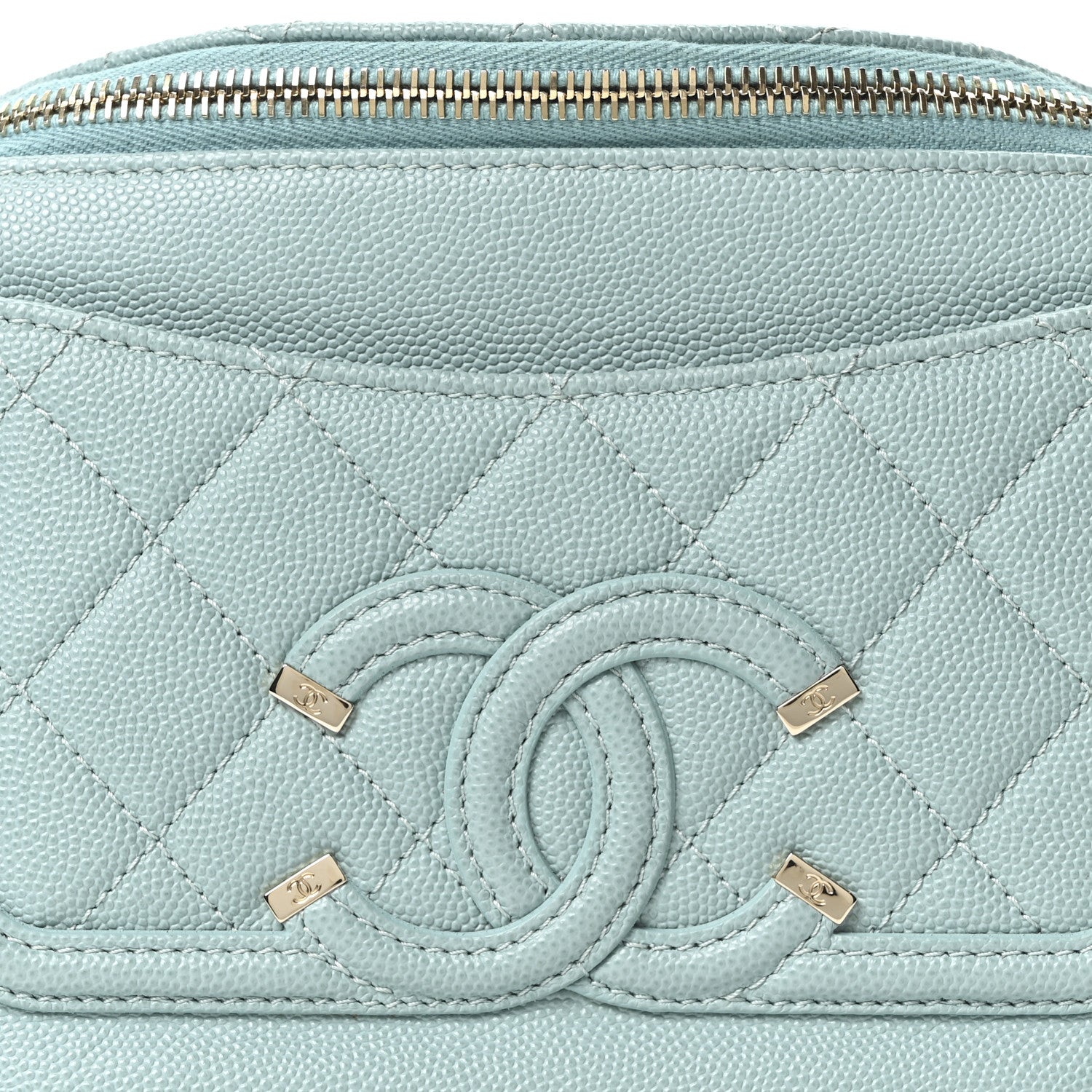 Chanel Caviar Quilted Filigree Waist Bag Light Blue