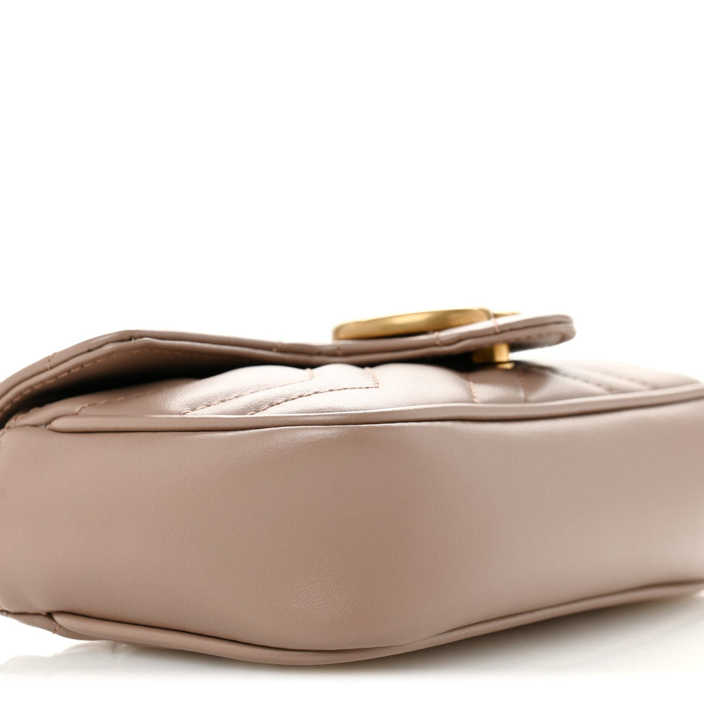 Gucci Calfskin Matelasse Super Mini GG Marmont Shoulder Bag Porcelain Rose