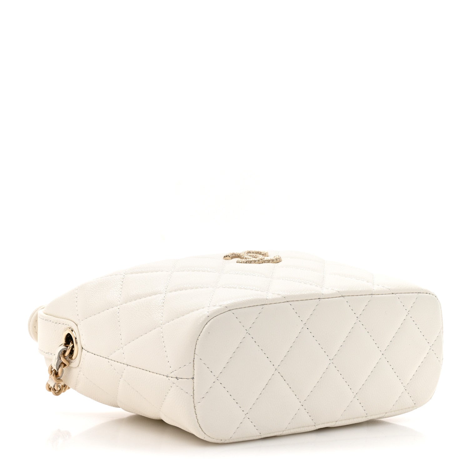 Chanel Caviar Quilted Hobo Clutch With Chain White