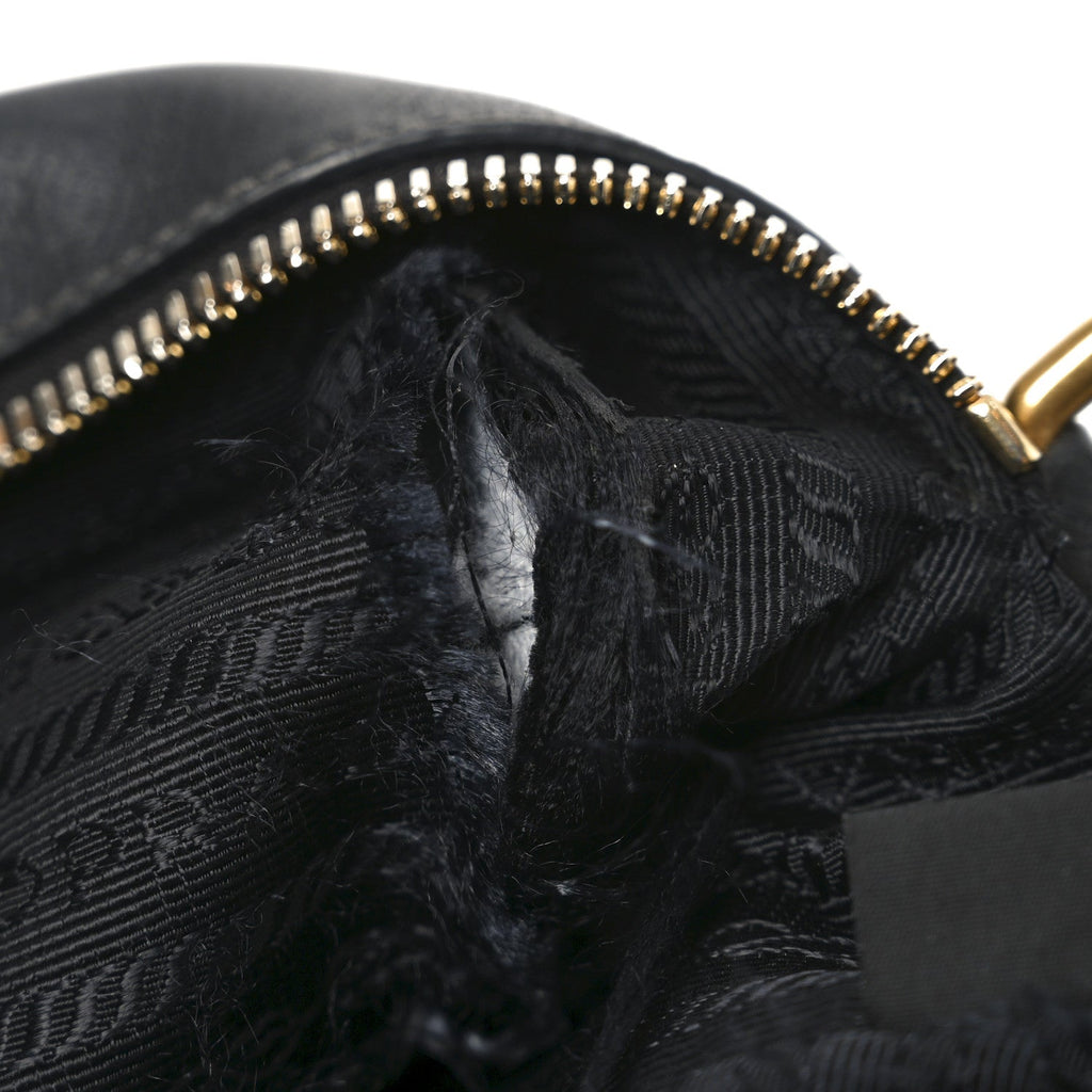 Prada Glace Calfskin Embossed Logo Crossbody Black