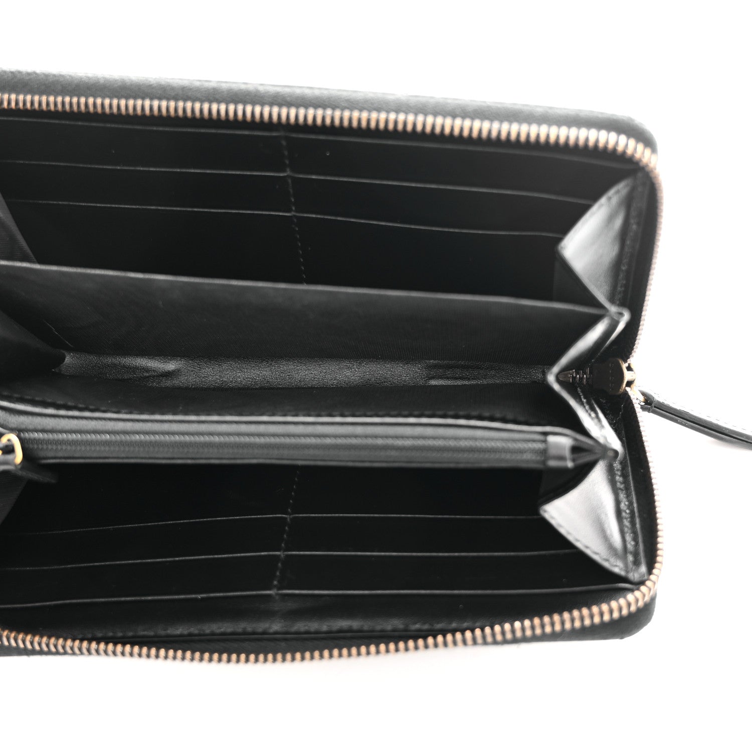 Gucci Calfskin Matelasse GG Marmont Zip Around Wallet Black