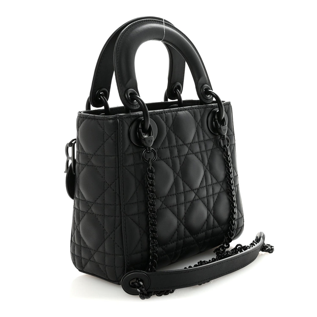 Christian Dior Ultra Matte Calfskin Cannage Mini Lady Dior Black