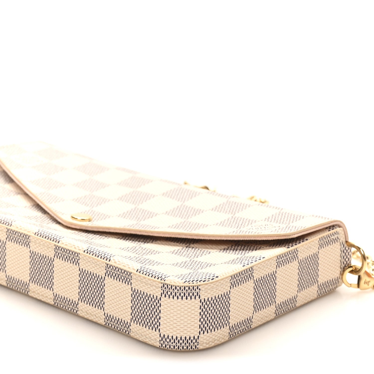Louis Vuitton Damier Azur Pochette Felicie Chain Wallet Rose Ballerine