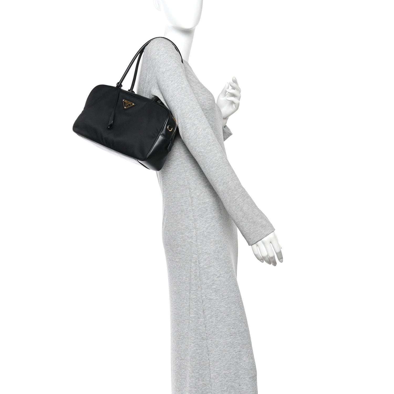 Prada Tessuto Vitello Bauletto Black