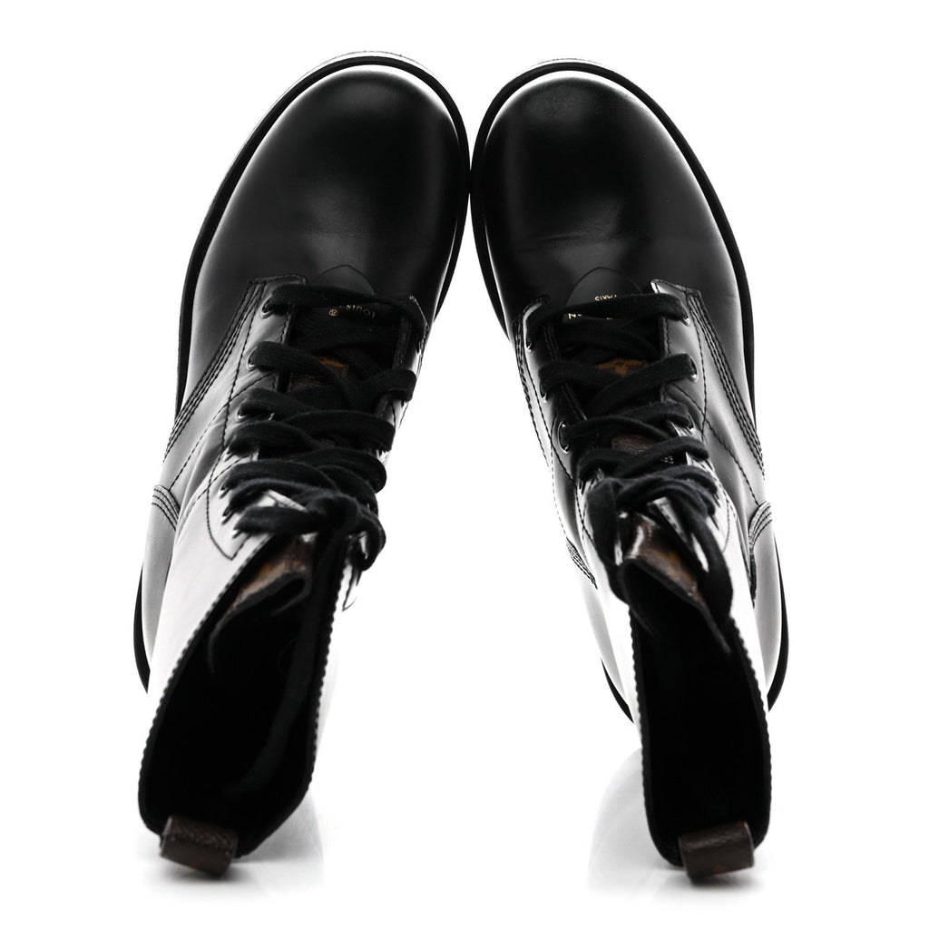 Louis Vuitton Calfskin Monogram Metropolis Flat Ranger Boots 39 Black