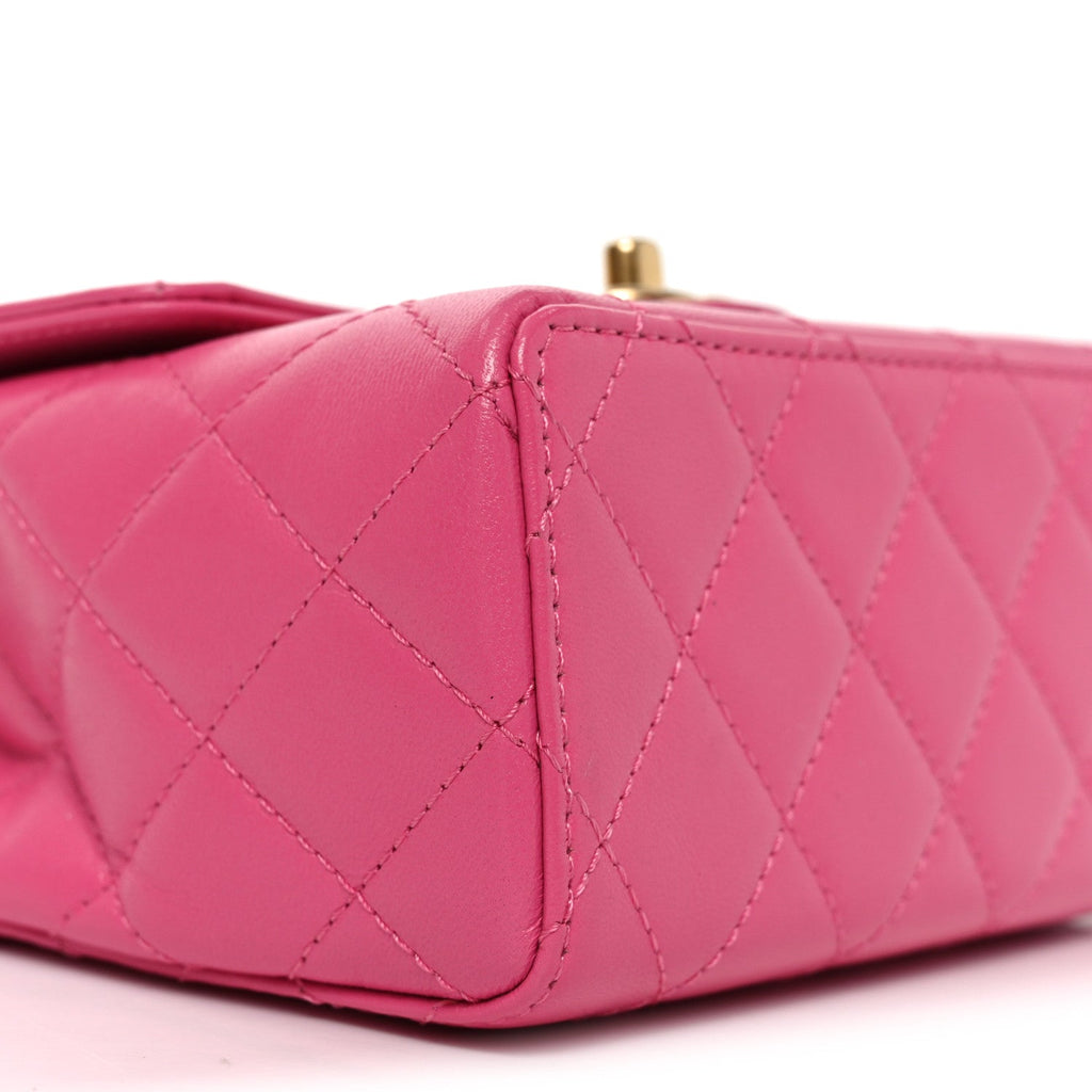 Chanel Goatskin Quilted Mini Square Flap Pink
