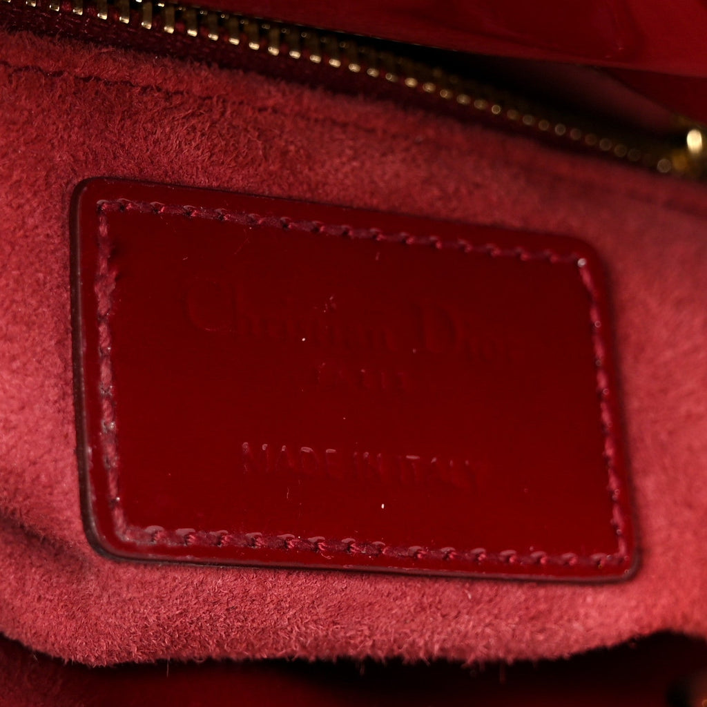 Christian Dior Patent Cannage Mini Lady Dior Red
