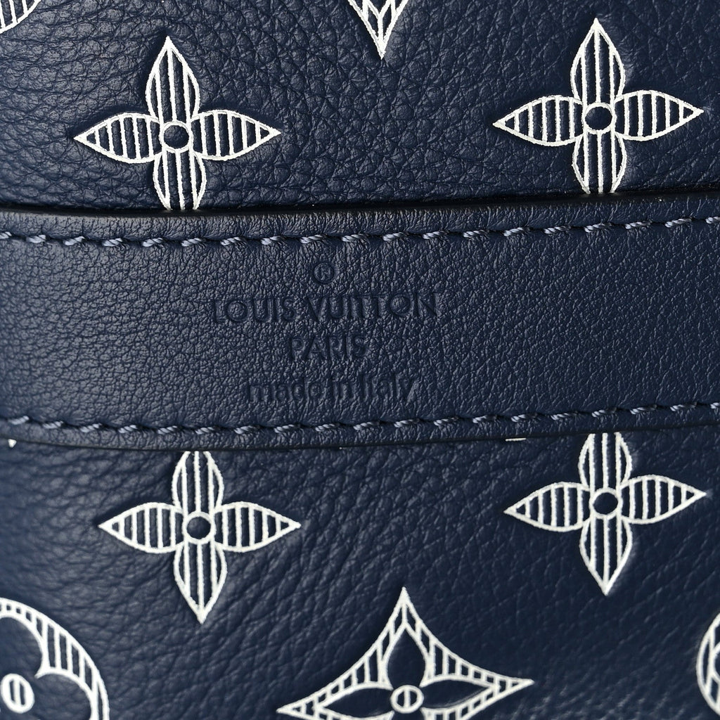 Louis Vuitton Calfskin Shadow Monogram Keepall Bandouliere 50 Ink Blue White