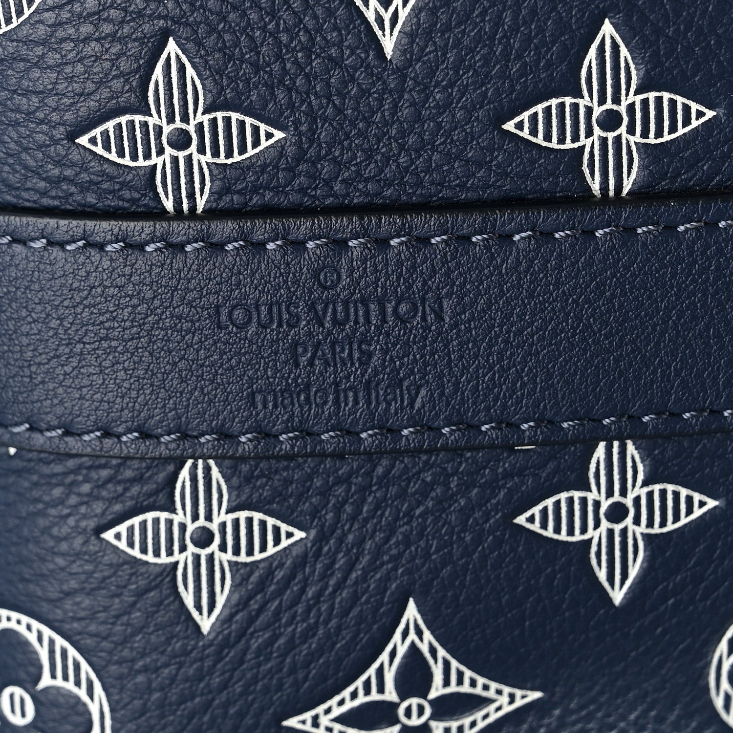 Louis Vuitton Calfskin Shadow Monogram Keepall Bandouliere 50 Ink Blue White