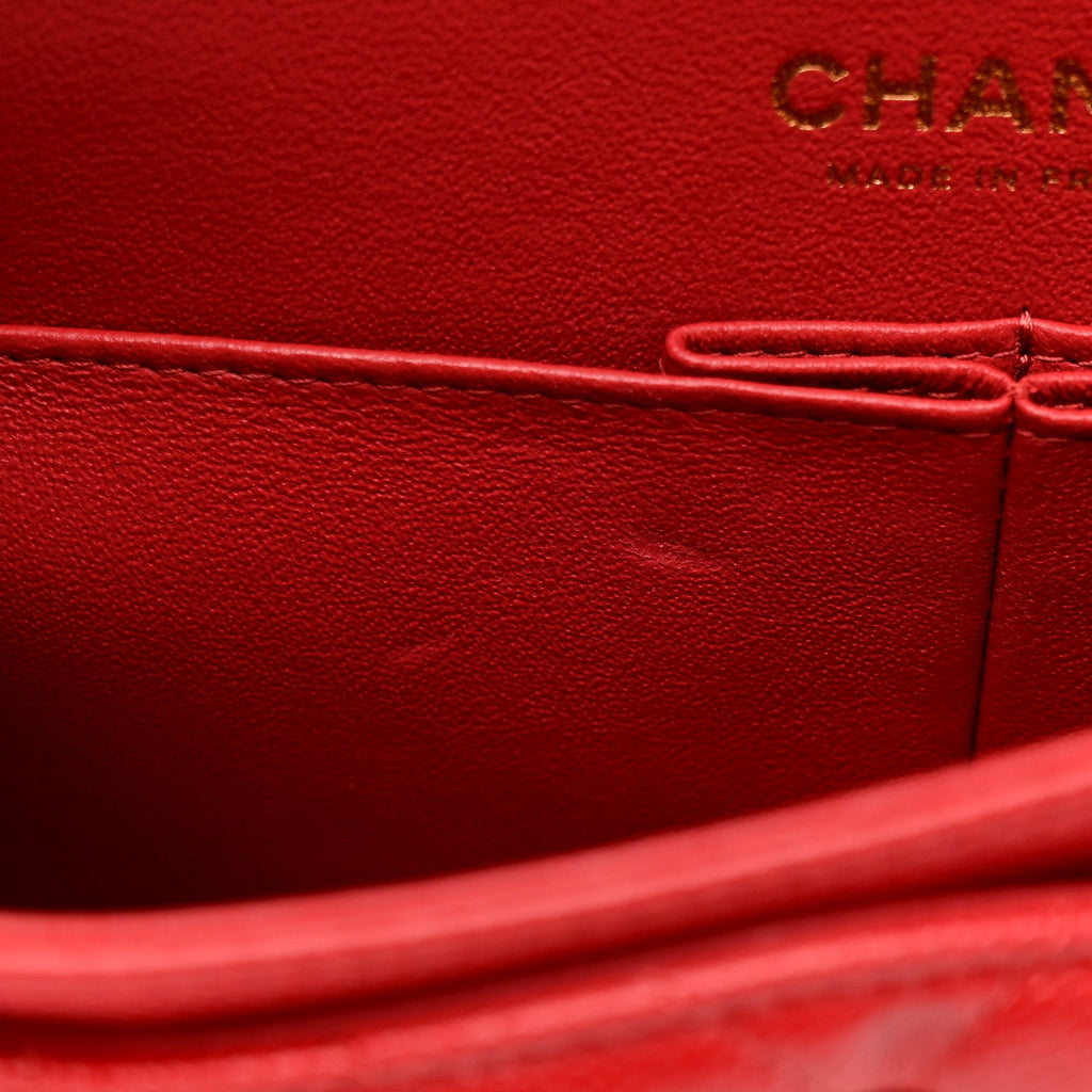 Chanel Caviar Chevron Quilted Small Double Flap Red