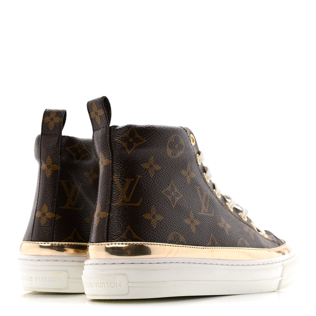 Louis Vuitton Patent Monogram Stellar Sneaker Boots 38.5 Gold