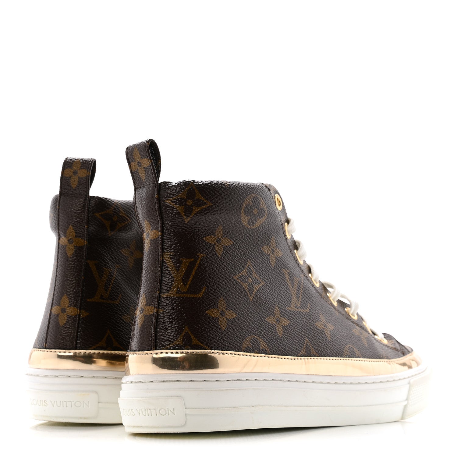 Louis Vuitton Patent Monogram Stellar Sneaker Boots 38.5 Gold