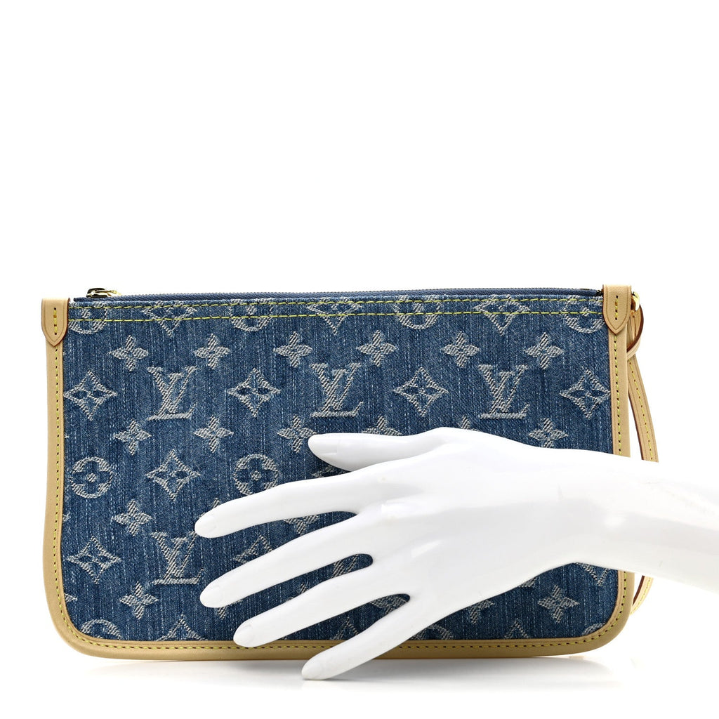 Louis Vuitton Denim Monogram Jacquard Neverfull MM GM Pochette Blue