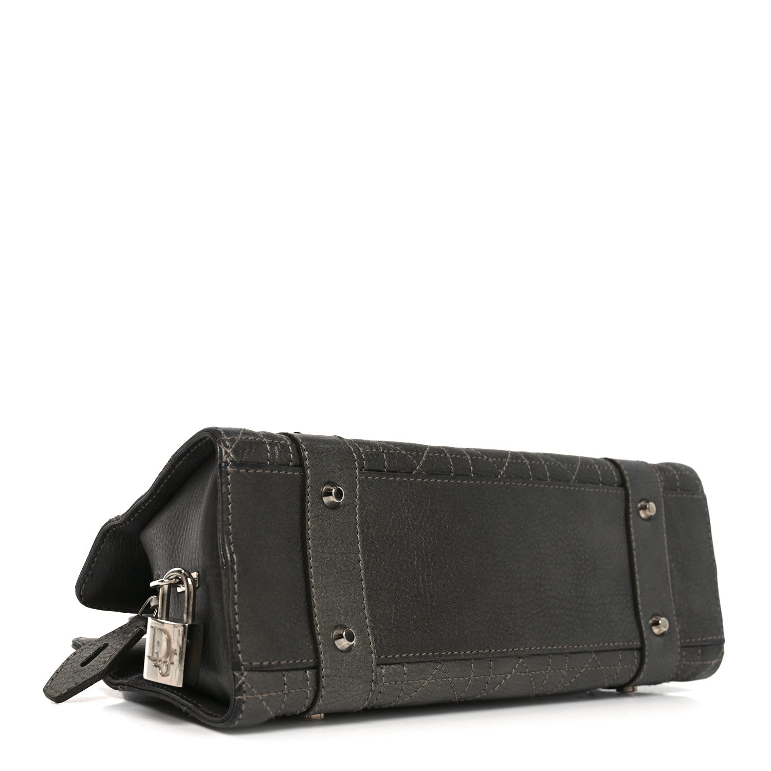 Christian Dior Metallic Calfskin Cannage Stitched Small East West Lady Dior Bronze