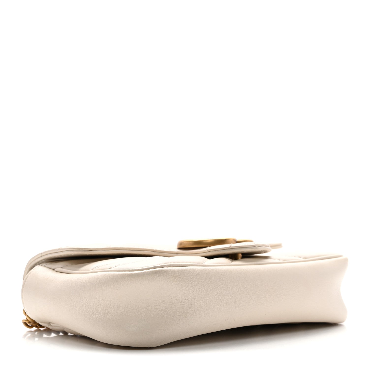 Gucci Calfskin Matelasse Super Mini GG Marmont Shoulder Bag White