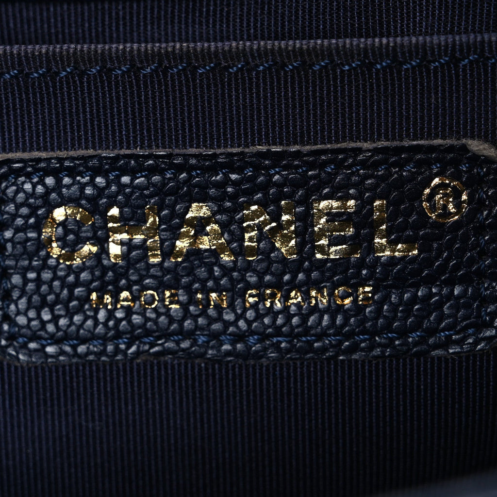 Chanel Metallic Caviar Quilted Medium Boy Flap Navy