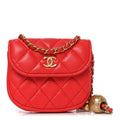 Chanel Lambskin Quilted Pearl Crush Waist Bag Red