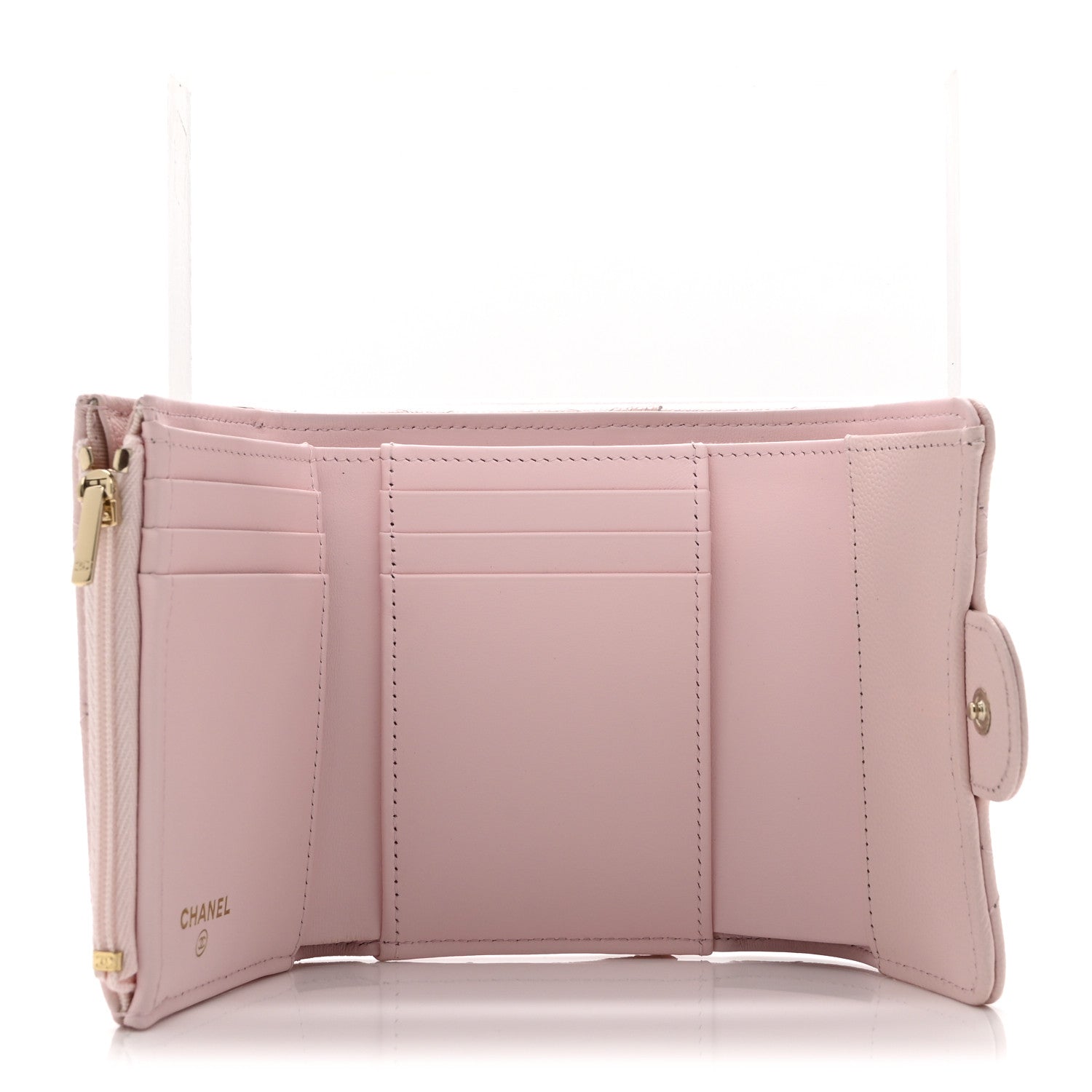 Caviar Quilted Compact Flap Wallet Light Pink
