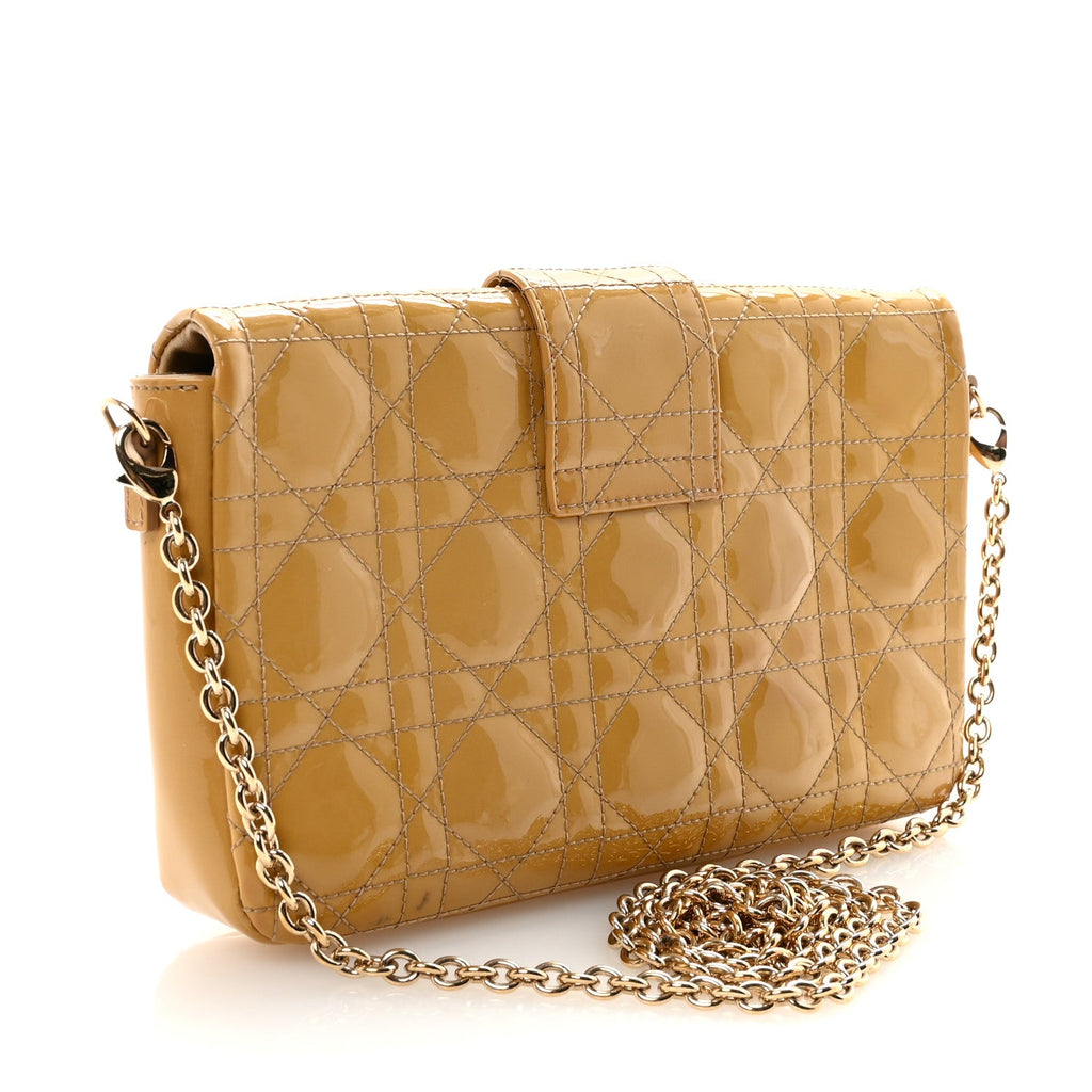 Christian Dior Patent Cannage Miss Dior Promenade Pouch Yellow