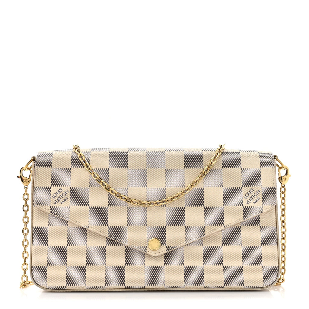 Louis Vuitton Damier Azur Pochette Felicie Chain Wallet Rose Ballerine
