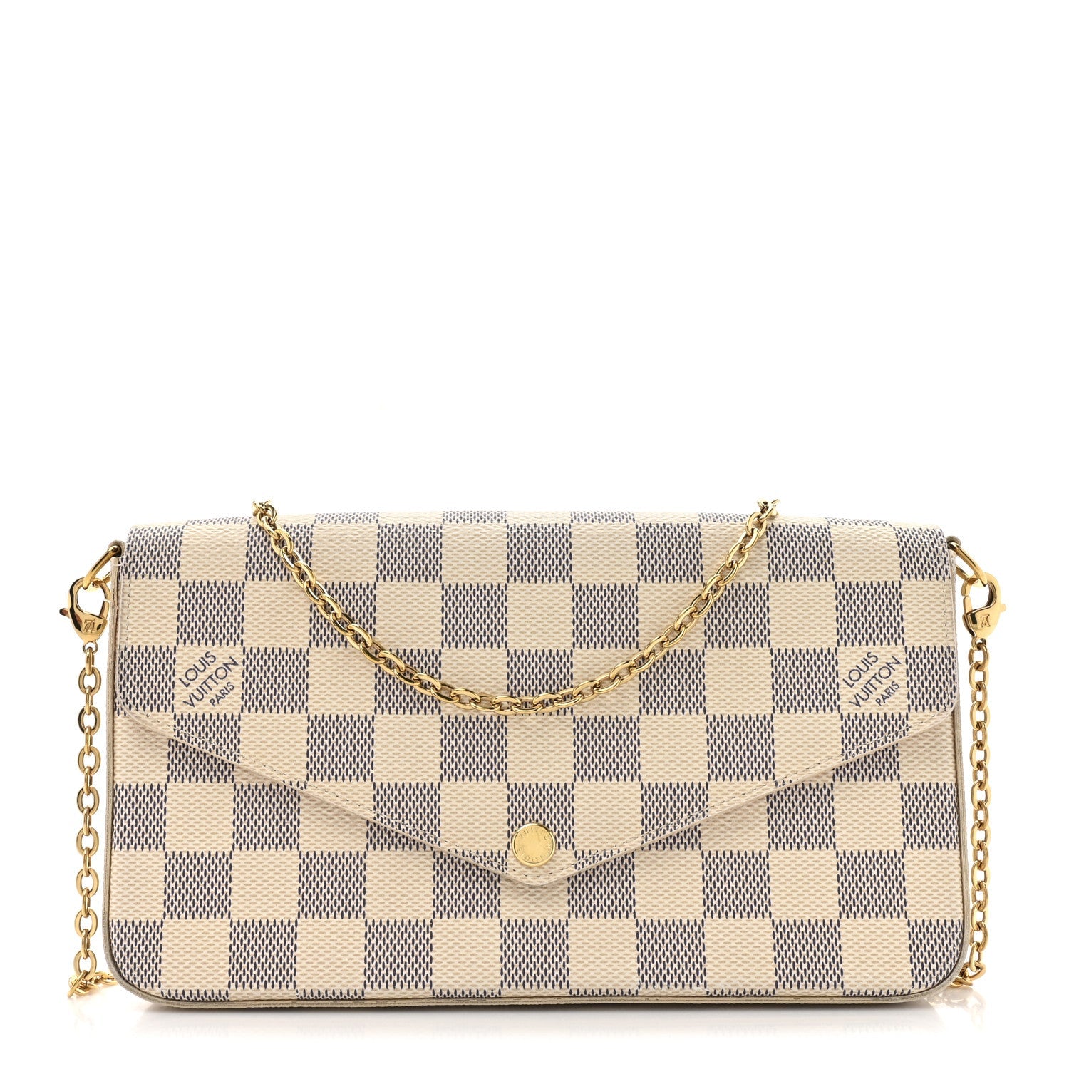 Louis Vuitton Damier Azur Pochette Felicie Chain Wallet Rose Ballerine